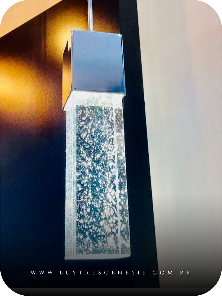 Luminária de teto pendente moderno LED com cristal e bolhas Lustres Gênesis loja online de Lustres e Iluminação Decorativa